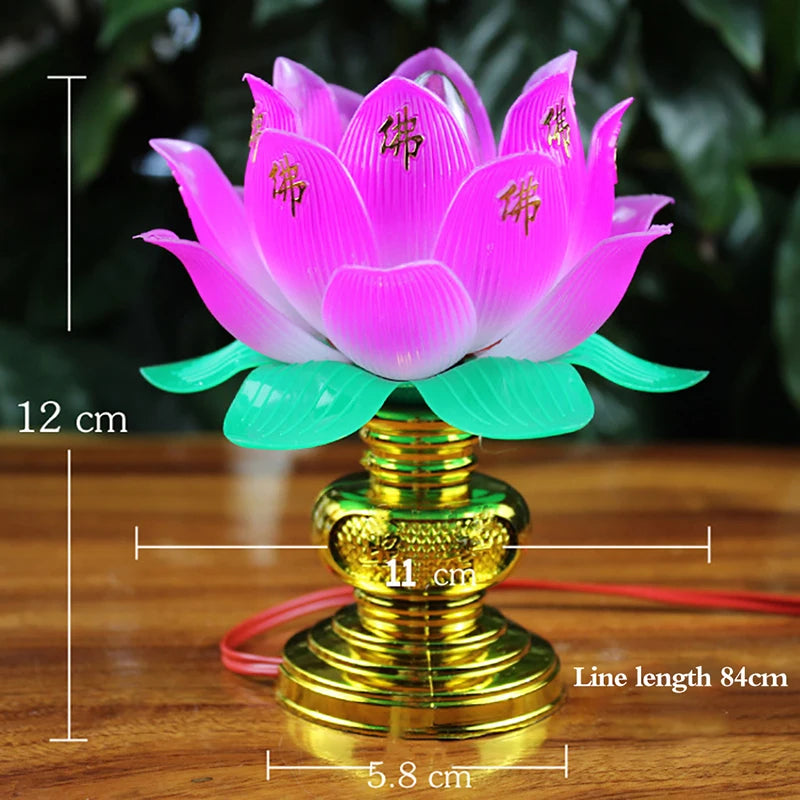 Colorful lotus lamp Buddhistic Desktop Decoration Light for Home Meditation Worship Buddhism Temple