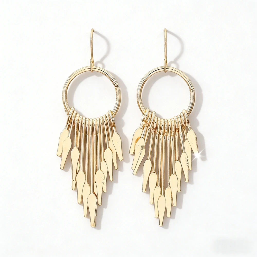 Gold Tassel Earrings – High-End Versatile Daily Fashion for Women