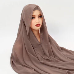 Instant Chiffon Hijab with Magnetic Buckle – Solid Color Scarf