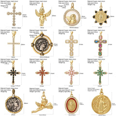 Y2K Boho Cross Our Lady Necklace for Women Golden Jesus Angel Choker Diy Pendant Stainless Steel Chain High Quality Jewelry