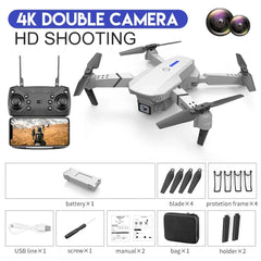E88 ProIntelligent Folding Drone Supports single/Dual Camera Switching 4KPicture Quality+Wide-angle Shooting WiFiDirect Real-Tim