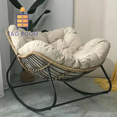 X&D Human Bird Nest Rattan Weaving Rocking Chair Leisure Sofa Home Balcony Single Lazy Corner Sofa Rocking Chair Rattan Chair Can Sleep Living Room Furniture