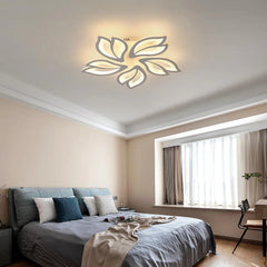 LED Ceiling Lamp, 45W Modern LED Ceiling Light Dimmable with Remote Control, White 5 Petal Heads Acrylic Ceiling Lamp