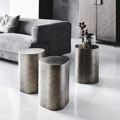 italian design antique graphite steel coffee table silver gold metal side table for Living Room Furniture