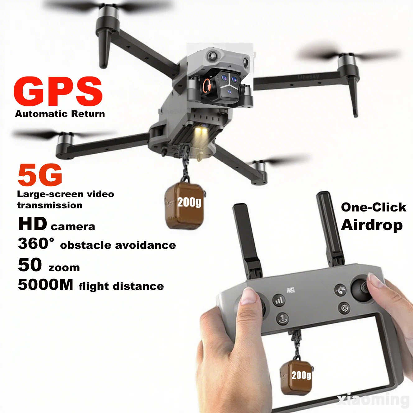 GPS Drone 4K Professional HD Camera Fishing Air Drop 5G 50 Zoom Long Fly Time Brushless Fishing Dron Gift 3000M
