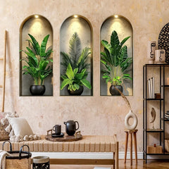 3D Watercolor Plant Wall Stickers - Realistic Potted Plants Decor, Self-Adhesive Vine Leaves For Living Room Bedroom Wall Decor