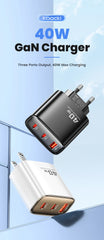 Toocki 40W GaN USB Charger Type C QC 4.0 Quick Charge Dual Type C Fast Phone Charger For iPhone 15 14 13 12 Pro Max Samsung S23