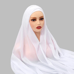 Instant Chiffon Hijab with Magnetic Buckle – Solid Color Scarf