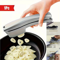 Garlic Press & Slicer 2 in 1 - Aluminium Garlic & Ginger Mincer and Slicer - with Slicing and Grinding - Kitchen Cooking Tools