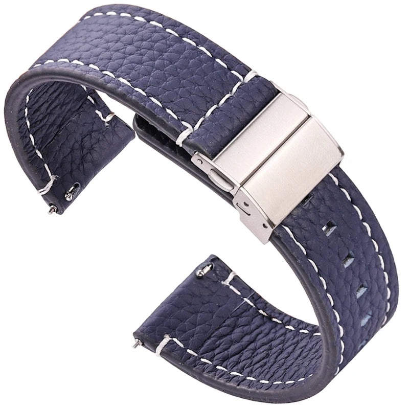 Genuin Leather Watchbands For Samsung Galaxy Watch 3 4 5 Strap Women Men18mm 20mm 22mm 24mm Wrist Band Deployment Clasp