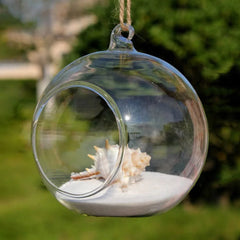 8/10/12/13.5Cm Transparent Glass Candle Holder Flower Hanging Ball Vase Terrarium Tea Light Candlestick Home Wedding Party Decor