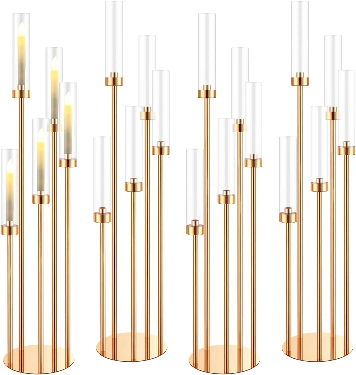 Floor Candelabra 5 Arm 42.5'' Tall Gold Candle Holder, Candelabra Centerpieces for Tables, Metal Candlestick Set with Acry Home Decor