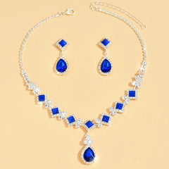 3-Piece Geometric Droplet Jewelry Set – Claw Chain Necklace & Earrings