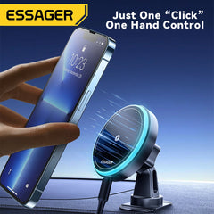 Essager 15W Magnetic Wireless Car Phone Holder Adjustable 360 Degrees Car Charger For IPhone15 14 13 Pro Samsung Universal Phone