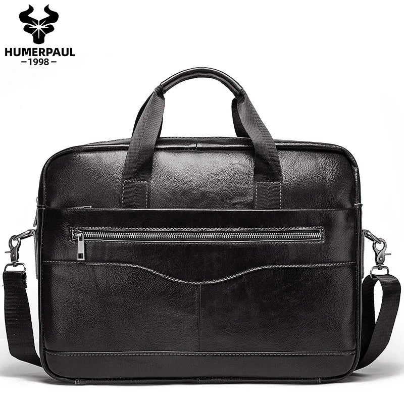 Genuine Leather Men’s Briefcase – Laptop Business Shoulder Bag