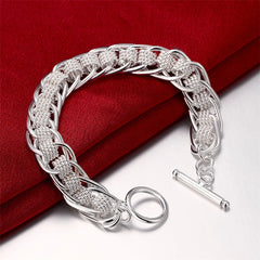 Hot Sale 925 Sterling Silver Chain Solid Bracelet for Women Mens Charm Party Gift Wedding Fashion Jewelry
