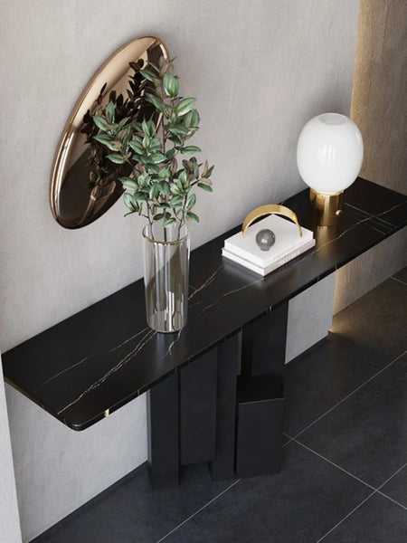 Nordic Cream Console Table, Wabi-Sabi Quartz Entryway Cabinet with Open Storage, Scratch Resistant & Sturdy, Customizable Living Room Furniture