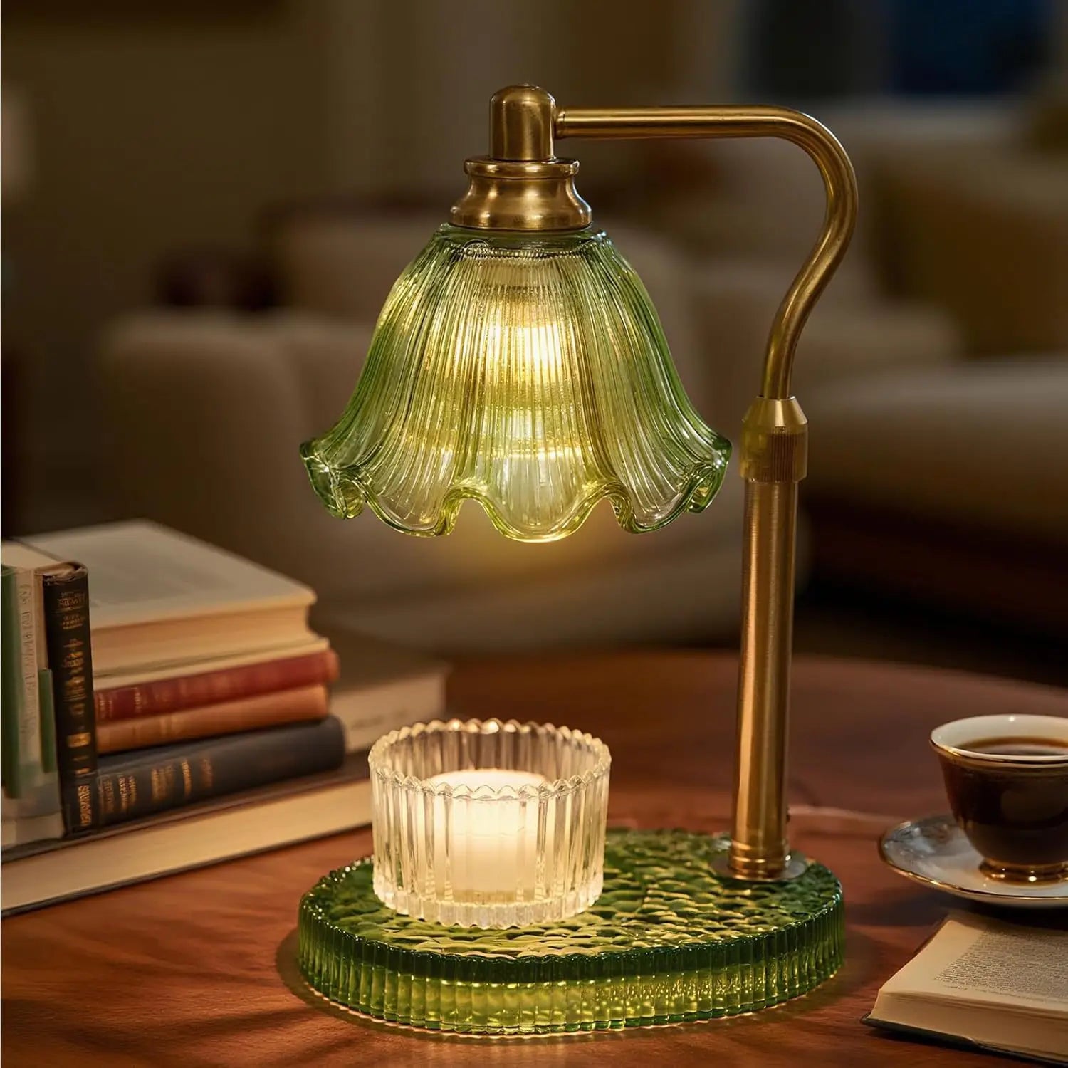 Glass Melting Candle Lamp, Candle Warmer Lamp, Smoke-Free Aromatherapy Lamp for Bedroom, Timer Function, Dimmable, Desktop Decor