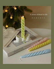 Ins Style Thin Spiral Long Rod Candle Scented Candle Aromatherapy Soy Wax Candles Wedding Birthday Candle Party Home Decoration