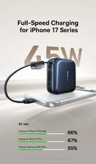 Baseus 45W Mini Power Bank 10000mAh Built-In USB-C Cable Pocket-Sized Smaller Fast Charging Portable For iPhone 17 Samsung S25