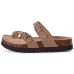 Pallene Platform Suede Sandals for Women With Adjustable Buckle Outdoor Cork Beach Shoes Fashion Thick Sole Women's Slippers Wedges