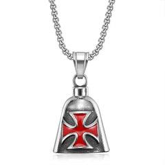 Vintage Christian Jesus Cross Bell Pendant Motorcycle Bell Necklace Punk Biker Religious Exorcist Lucky Jewelry for Men's