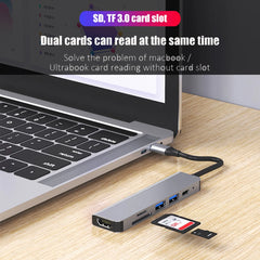 6 in 1 USB C Hubs Type C 3.0 Adapter to 4K HDMI SD TF Card PD Fast Charge Splitter USB Docking Stations Hub for MacBook Computer