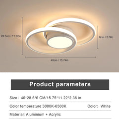 Modern LED Ceiling Lights,40W Double Round Dimmable 3000K-6500K Ceiling Lighting for Bedroom Hallway Balcony Corridor