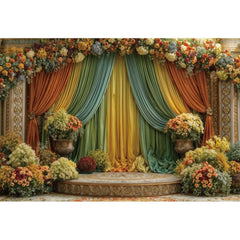 Indian Garlands Diwali Backgrounds Marigold Flowers Curtain Puja Ganpati Pooja Traditional Birthday Wedding Party Decor Backdrop