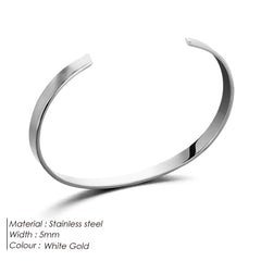 ELANDIS Stainless Steel Open Bangle Minimalist Men's Jewelry Fashion Platinum Bracelet Popular Couple Holiday Gift