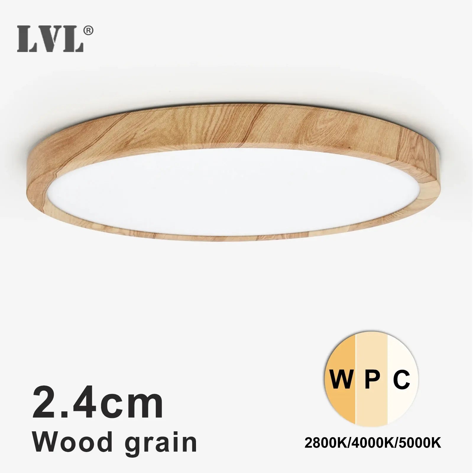 Home Decor LED Ceiling Light Wood Grain & White 3 in 1 Lighting Colors Home Lighting Kitchen Bedroom Bathroom Round Flush Ceiling Lamp