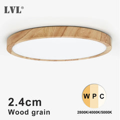 Home Decor LED Ceiling Light Wood Grain & White 3 in 1 Lighting Colors Home Lighting Kitchen Bedroom Bathroom Round Flush Ceiling Lamp