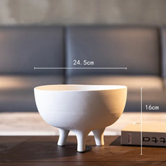 White Ceramic Flower Pot Tripod Fruit Bowl Desktop Storage Container Flower Vase Floral Arrangement Accessories Flowerpot Home Decor