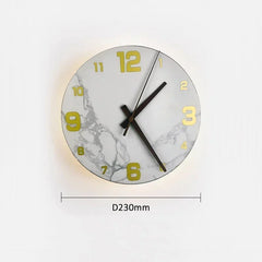 Marble Clock Wall Light Creative Wabi Sabi Yellow Living Room Nordic Restaurant Corridor Circular Travertine Decor Sconce Lamp