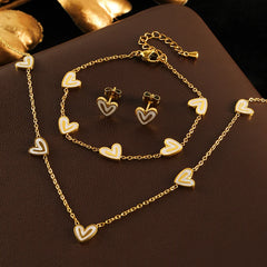 GANEMLY 316L Stainless Steel Heart Zircon Jewelry Set – Waterproof Luxury