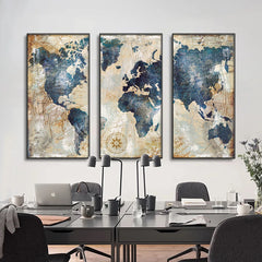 Abstract Wall Art Canvas Prints World Map Paintings For Living Room Wall Artwork Bedroom Posters and Pictures For Home Decor
