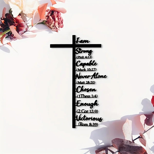 Iron Religious Cross with Bible Verse Wall Decor, Christian Scripture Wall Art for Wedding Easter Christmas Decoration