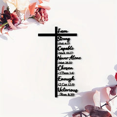 Iron Religious Cross with Bible Verse Wall Decor, Christian Scripture Wall Art for Wedding Easter Christmas Decoration
