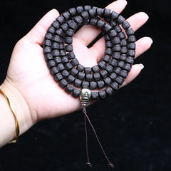 Natural Ebony Tibetan Prayer Turning Wheel Six-Character 8Mm 108 Beads Mara Necklace Rosary Beads