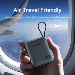 Vention 35W Mini Power Bank PD Fast Charge 10000mAh Portable PowerBank for iPhone 17 16 Pro Samsung S25 External Battery Charger