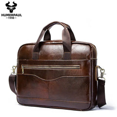 Genuine Leather Men’s Briefcase – Laptop Business Shoulder Bag