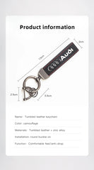 Suede Car Logo Keychain for Audi A1–A8 Q1–Q8 TT