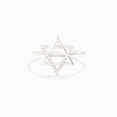 Jewish Star of David Ring for Women 925 Sterling Silver Cubic Zirconia Finger Ring Protection Amulet Jewelry Christmas Gifts