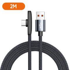 100W USB to Type C Cable Fast Charging  90° Elbow Data Cord USB C Super Charging Game Line for SamsungS23 S22 Huawei POCO Realme