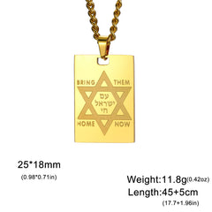 LIKGREAT Hexagram IDF Symbol Necklace Women Men Star of David Chai Pendant Jewish Stainless Steel Jewelry