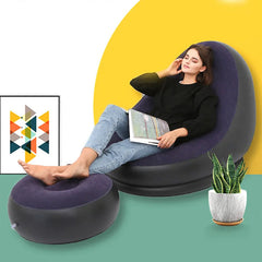 Inflatable Lazy Sofa Chair PVC Flocking Foldable Corner Sofa With  Lunch Lounge Chair Set Living Room Furniture