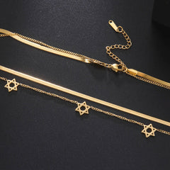 Lucktune Magen David Star Snake Chain Necklace for Women Stainless Steel Hexagram Pendant Necklace Choker Jewish Vintage Jewelry