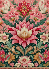 Vintage Traditional Indian Lotus Flower Meditation Zen Pichwai Poster Canvas Painting Wall Art Pictures Home Yoga Interior Decor