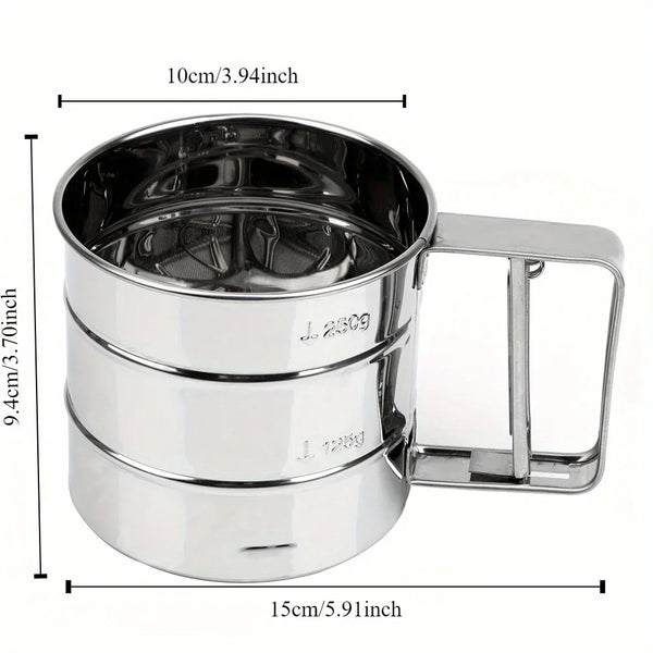 Baking Flour Sifter Food Strainers Powder Stainless Steel Hand-held Reusable Sieve for Flour Cup Shakers Kitchen Baking Tools Kitchen Tools, Cooking Utensils