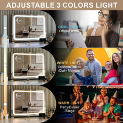 Extra Large Hollywood Vanity Mirror with LED Lights 3 Color Modes Touch Control Dimming Tabletop Lighted Makeup Mirror